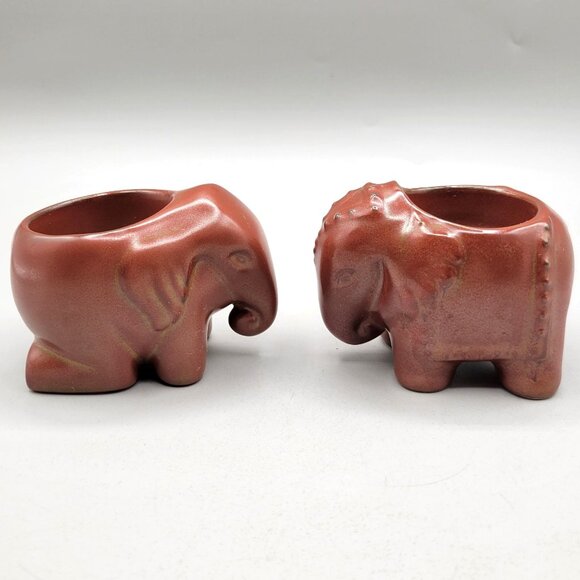 Partylite Thai Inspiration Elephant Ceramic Tea Light Holders Pair - Picture 1 of 7